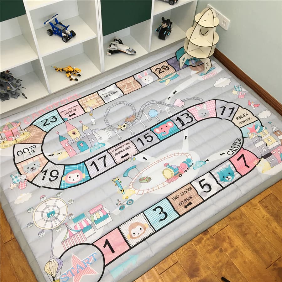 ベビーサークル キリン柄刺繍入りキルティング厚手ベビーサークルマット